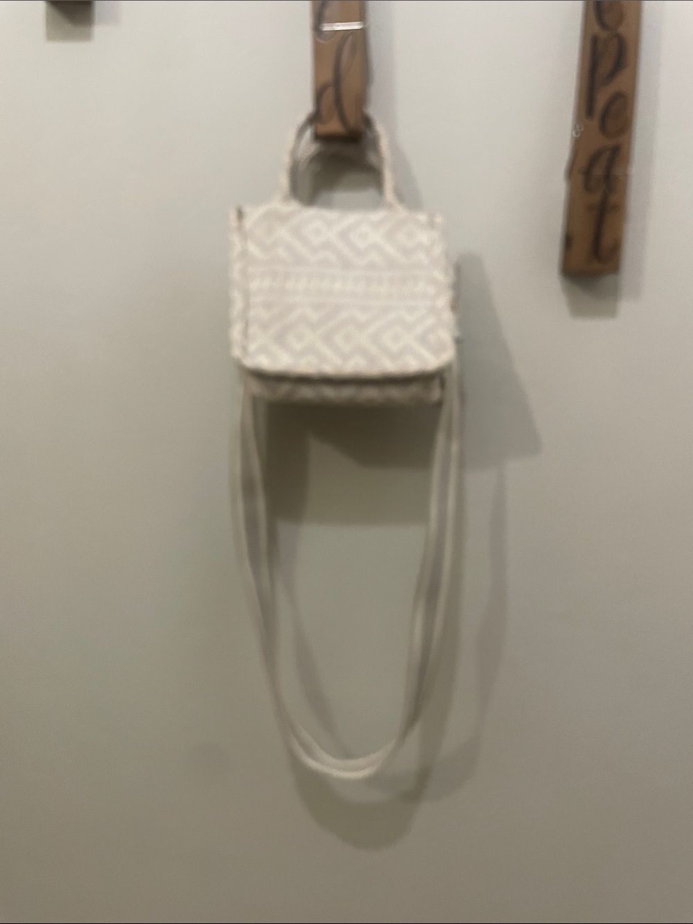H&M Cream Woven Mini Crossbody Bag